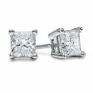 Renaissance Collection 14k White Gold Over 925 Sterling Princess Cut CZ Earrings